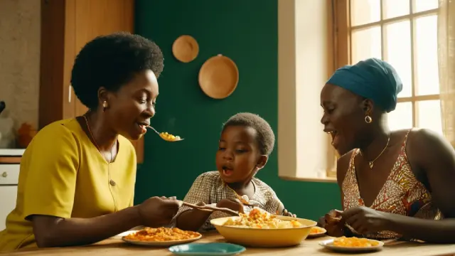 Afrikai család étkezik